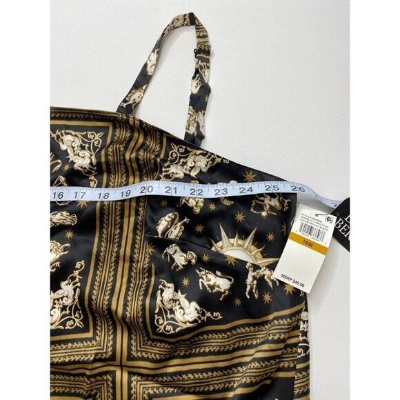 Danielle Bernstein Cami‎ Tank Top 16W 1X Black White Gold Astrology Tie-Back NEW - Picture 6 of 9